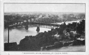 Mississippi River Bridges St Cloud Minnesota 1910c postcard