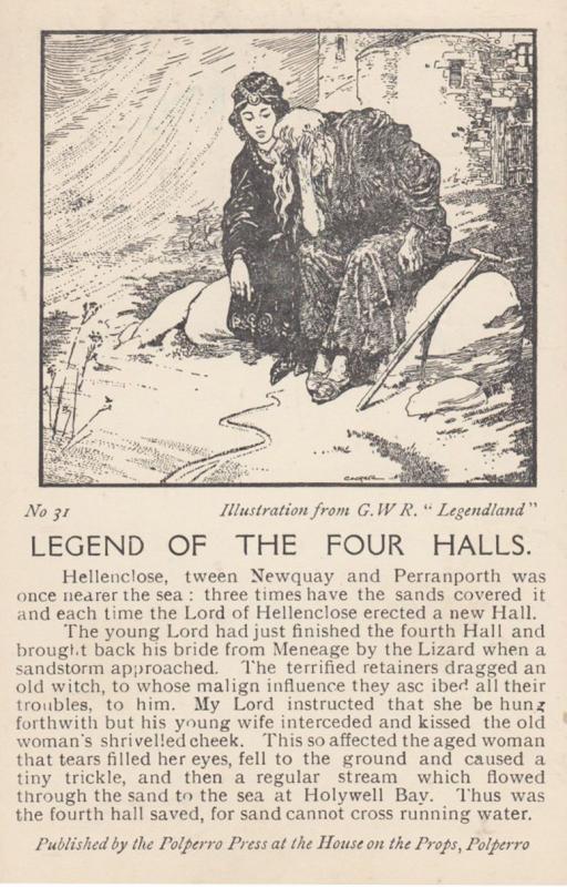 Hellenclose Newquay Perrenporth Polperro Mythology Old Songcard Story Postcard