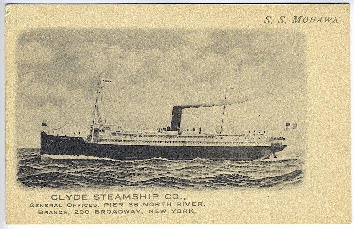 S. S. Mohawk Clyde Steamship Company New York NY Albertype Postcard