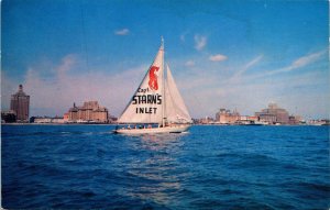 Captain Starns Inlet Sailboat Scenic View Atlantic City New Jersey NJ Postcard 