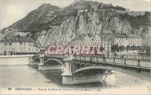 Postcard Grenoble Old Bridge Portede France and Fort Rabot