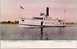 Steamer 'Pokanoket' Fredericton - St. John Route NB Rhine of America Postcard H7