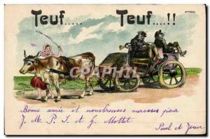 Postcard Old Hitch Automotive Oxen