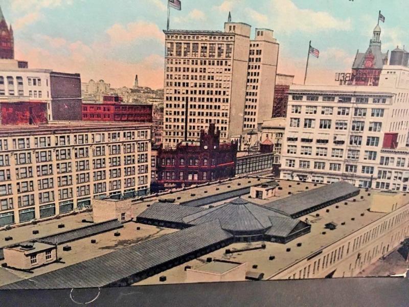 Postcard Hand Tinted Early View from Plankton Arcade in Milwaukee,  WI  X5