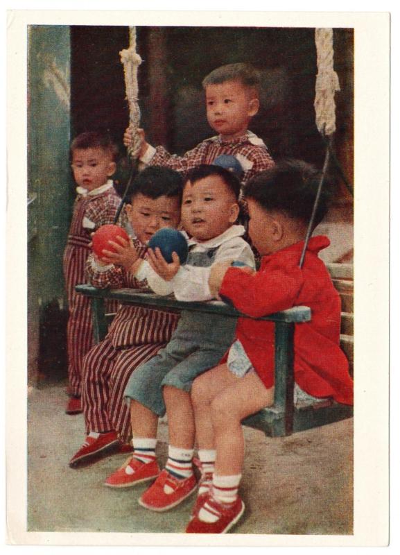 Peking. In the kindergarten CHINA Real Photo USSR Soviet RARE Postcard