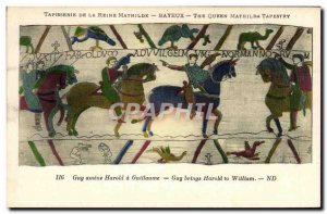 Postcard Old Bayeux Tapestry De La Reine Mathilde Guy brings Harold William