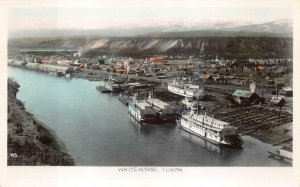 RPPC WHITEHORSE YUKON CANADA SHIPS REAL PHOTO POSTCARD (c. 1920s)