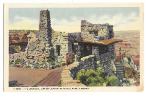 The Lookout, Grand Canyon National Park, Arizona unused Harvey linen