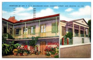 VTG Courtyard of PTG Beauregard House, Chartres St, New Orleans, LA Postcard