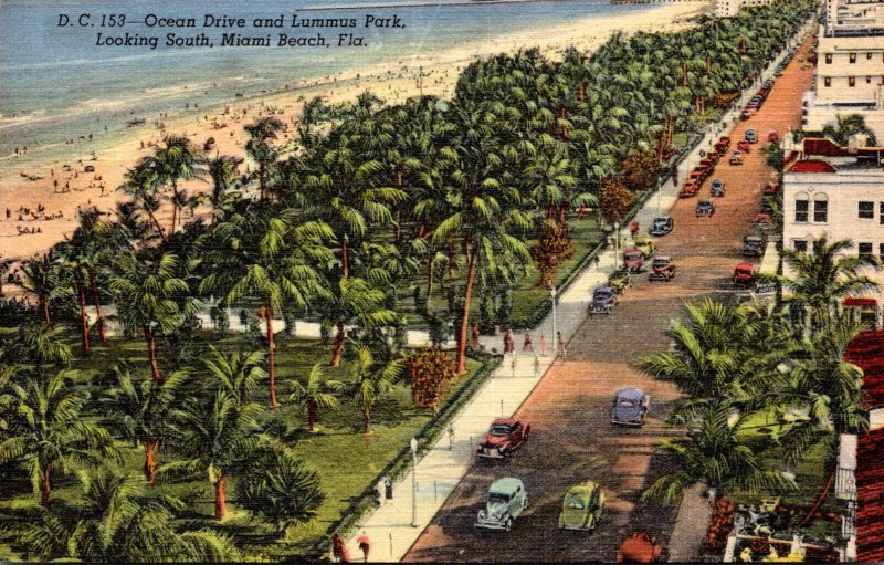 Florida Miami Beach Ocean Drive and Lummus Park Looking South Curteich