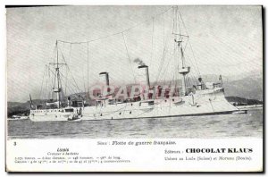 Old Postcard Boat Cruiser Linois has barbette