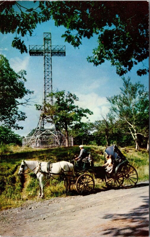 Mount Royal Summit Cross Montreal Canada Horse Carriage Chrome Postcard 