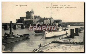 Old Postcard St Jean de Luz and Socoa Wearing sin keeps Qui Vive Boat Boat