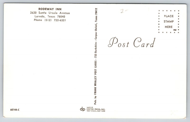 Roadside~Rodeway Inn @ Laredo Texas~Vintage Postcard