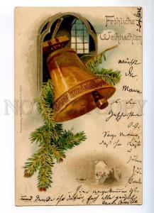 240775 X-MAS Christmas BELL Vintage LITHO Wezel #190 postcard