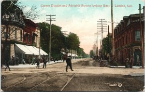 Corner of Dundas & Adelaide London Ontario ON c1909 Postcard F16