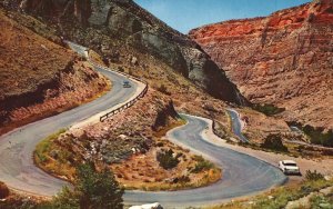 Vintage Postcard Switchbacks in Shell Canyon US Highway 14 Big Horn Mts. Wyoming