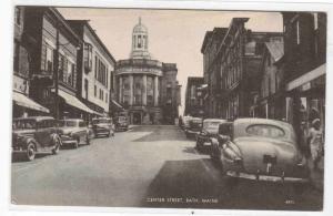 Center Street Cars Bath Maine 1957 postcard