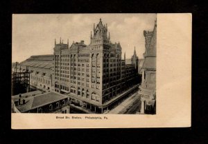 PA Broad St Railroad Train Station Depot Philadelphia Pennsylvania Postcard UDB