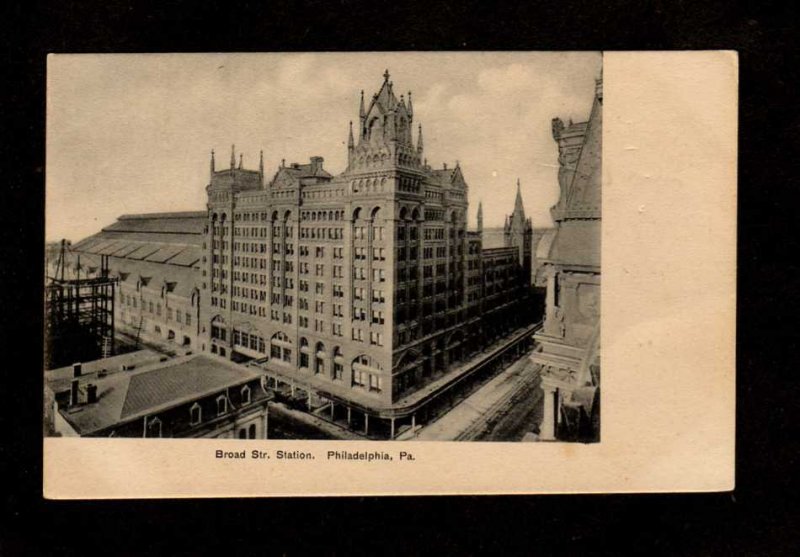 PA Broad St Railroad Train Station Depot Philadelphia Pennsylvania Postcard UDB