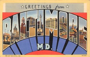 Greetings from Baltimore Maryland, USA Large Letter Unused 