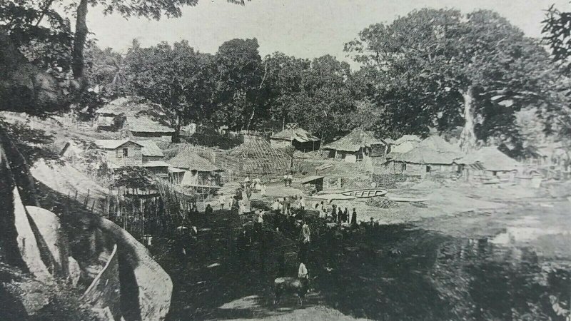 Vintage Postcard Village Scene Freetown Sierra Leone Circa 1900 