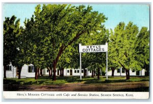c1940s Heyl's Modern Cottages Exterior Roadside Sharon Springs KS Trees Postcard