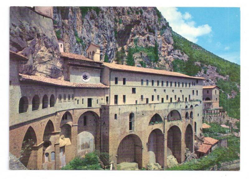 Italy Rome Subiaco Sacro Speco Abbey Monastery Postcard 4X6