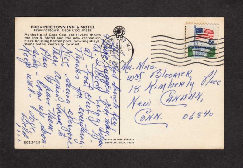 MA Provincetown Inn Motel Cape Cod Mass Massachusetts Postcard Carte Postale