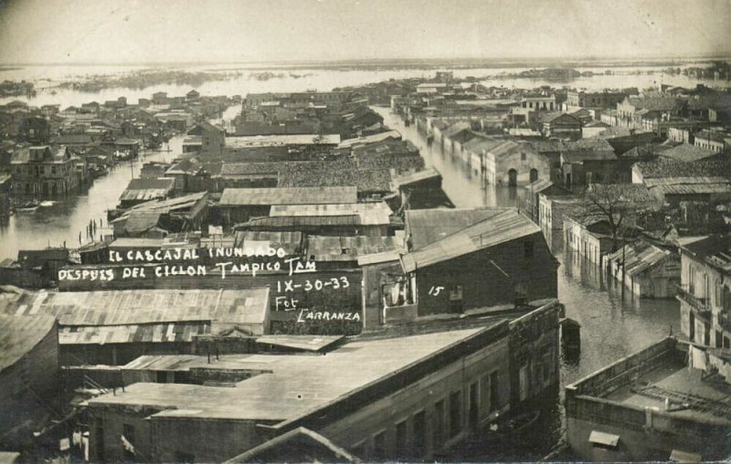 mexico, TAMPICO, El Cascajal Inundado, Hurricane (1933) RPPC