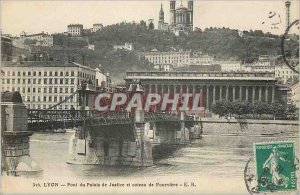 Postcard Old Bridge Lyon Courthouse and Coteau de Fourviere