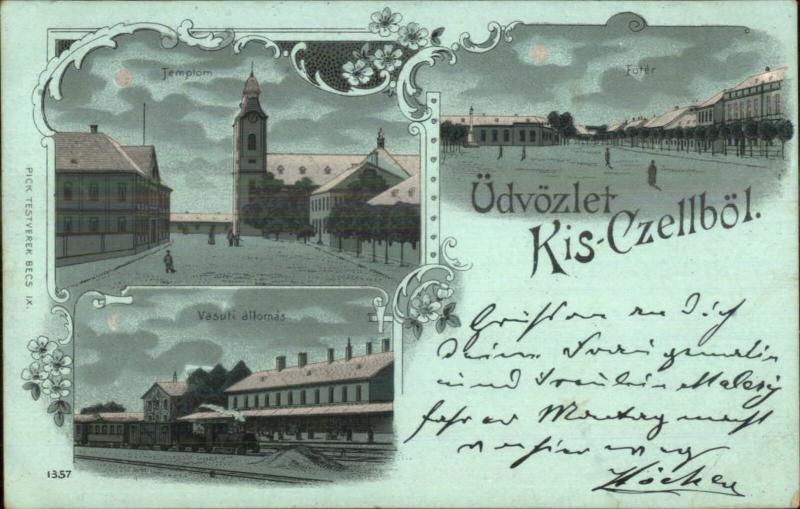 Hungary Kis-Czellbot Kisczellbot RR Train Station Used 1900 Pozsony Postcard