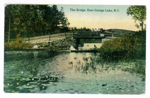 Knights to Canajoharie, New York 1914 used Postcard, Bridge, East Caroga Lake