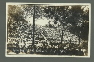 Toledo OHIO RP 1908 G.A.R. ENCAMPMENT Crowd LIVING FLAG Civil War Veterans GAR