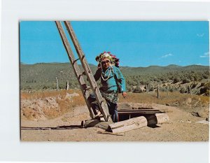 Postcard Pueblo Native American in Picuris Kiva Entrance New Mexico USA