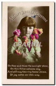 Old Postcard fantasy happy birthday greeting Birthday Flowers