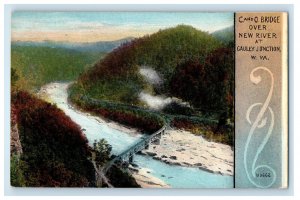 c1910 C and O Bridge Over New River at Gauley Junction WV Postcard 