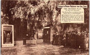 c1920 CALIFORNIA THE MISSION PLAY ENTRANCE GATE FROM STREET POSTCARD 41-63