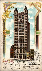 PC CPA US, NY, NEW YORK, SINDICATE BUILDING, VINTAGE LITHO POSTCARD (b6459)