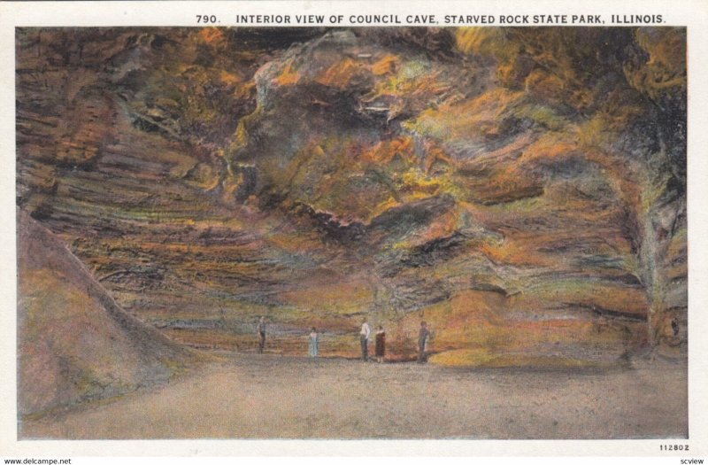 Starved Rock State Park , Illinois , 1910-30s ; Council Cave Interior