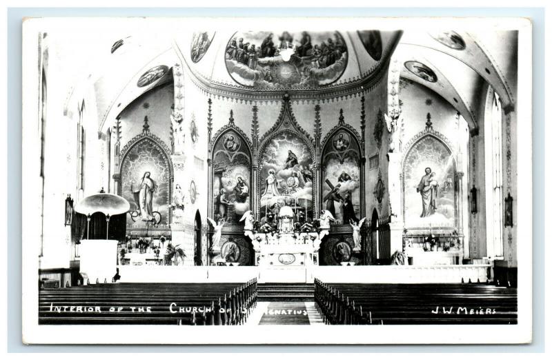 Postcard Interior of St Ignatius Church Montana MT RPPC H42 United
