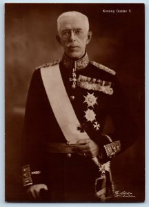 Sweden Postcard King Gustav V. Duke with Medals c1930's Vintage RPPC Photo