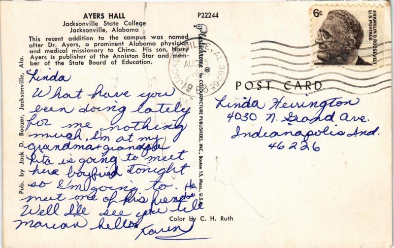 JACKSONVILLE STATE COLLEGE AYERS HALL ALABAMA