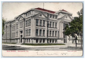 High School Building Exterior Scene Galesburg Illinois IL Antique Postcard