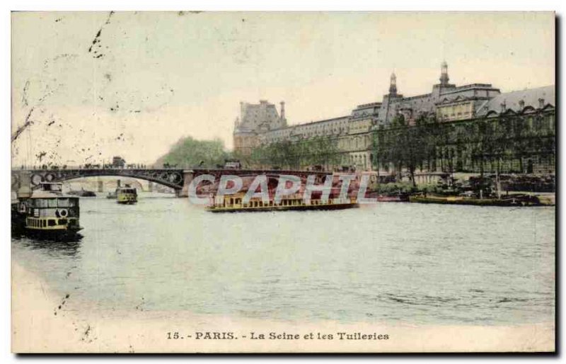 Paris Old Postcard The Seine and the Tuileries