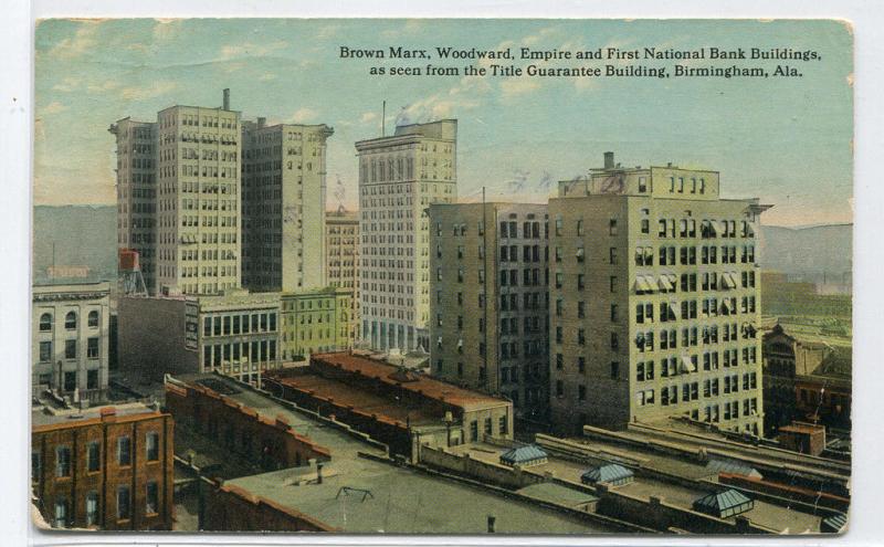 Panorama Downtown Birmingham Alabama 1918 postcard