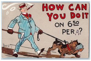 Dwig Signed Postcard Man Cigarette Smoking With Dog Dovray Minnesota MN 1910