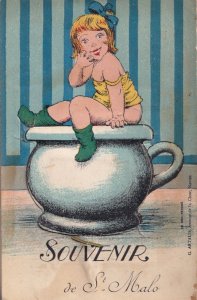 St Malo Urinal Potty Souvenir Novelty Folding Mailing French Postcard