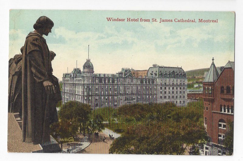 Canada Quebec Montreal Windsor Hotel from St James Cathedral Vtg Postcard