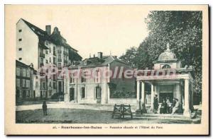 Postcard Old BOURBONNE Baths Fountain Hot And I'Hotel Du Parc